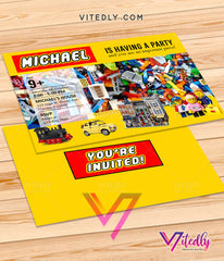 LEGO Blocks Invitations, Lego Building Blocks Invitations, Lego Blocks Birthday Invitations