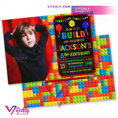LEGO Invitations with Photo, Building Blocks Invitations with Photo