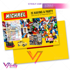 LEGO Blocks Invitations, Lego Building Blocks Invitations, Lego Blocks Birthday Invitations