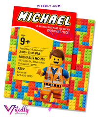 Lego Invitations, Emmet Lego Invitation