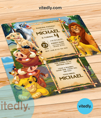 Lion King Birthday Invitation, Lion King Invitation with FREE Thank you card