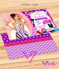 Makeup invitation, Makeup birthday party invitation