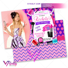 Makeup invitation, Makeup birthday party invitation