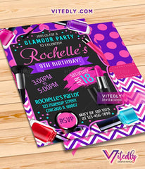 Spa Party Invitation, Sleepover Birthday Party, Makeup invitation, Makeup birthday Invitation