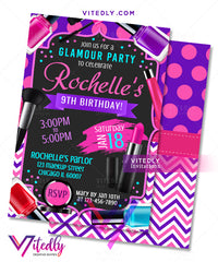 Spa Party Invitation, Sleepover Birthday Party, Makeup invitation, Makeup birthday Invitation