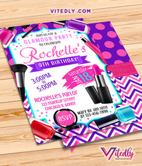 Spa Party Invitation, Sleepover Birthday Party, Makeup invitation, Makeup birthday party