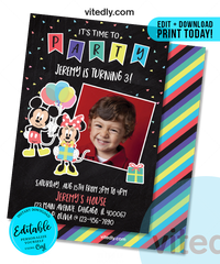 Editable Mickey Mouse Invitation, Editable Mickey Mouse Birthday Invitation, INSTANT DOWNLOAD