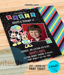 Editable Mickey Mouse Invitation, Editable Mickey Mouse Birthday Invitation, INSTANT DOWNLOAD
