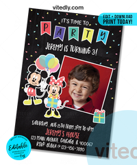Editable Mickey Mouse Invitation, Editable Mickey Mouse Birthday Invitation, INSTANT DOWNLOAD