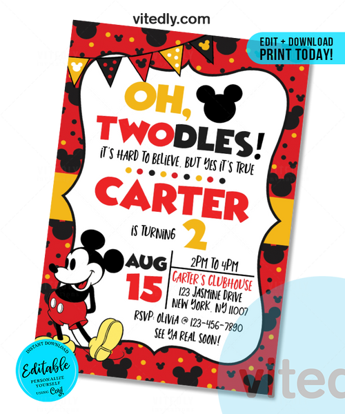 Mickey mouse birthday deals invitations