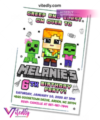Alex Minecraft Invitation for Girls