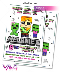 Minecraft Invitation for Girls