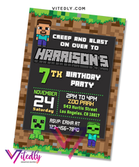 Minecraft Invitation, Minecraft Birthday Invitation
