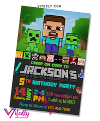 Minecraft Birthday Invitation, Minecraft Invitation