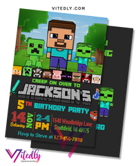 Minecraft Birthday Invitation, Minecraft Invitation