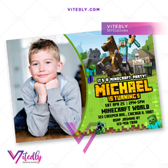 Minecraft Invitation, Minecraft Birthday Invitation