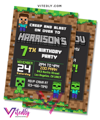 Minecraft Invitation, Minecraft Birthday Invitation