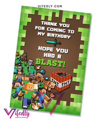 Minecraft Thank you card