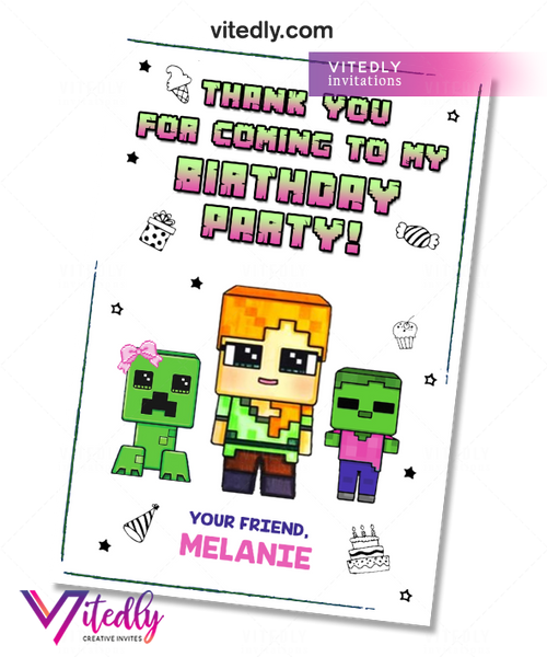 Minecraft Birthday Invitation, Minecraft Steve Invitation Template