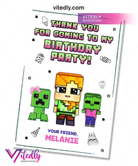 Minecraft Thank you card