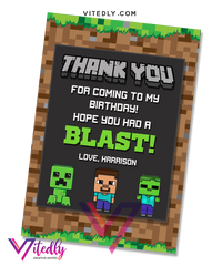Minecraft Thank You Card