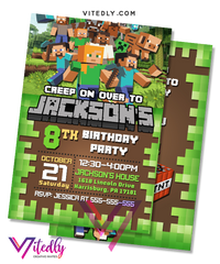 Minecraft Invitation, Minecraft Birthday Invitation, Minecraft Invitations