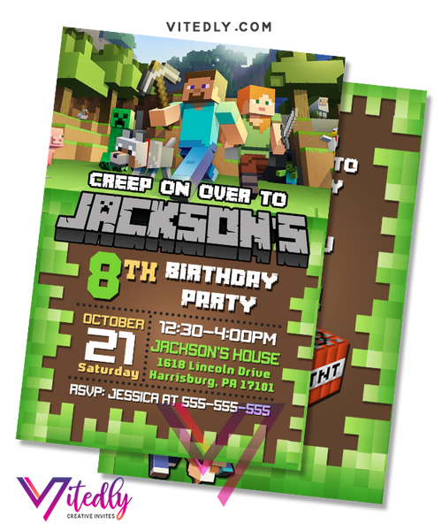 FREE Minecraft Baby Shower Invitation Templates  Minecraft birthday card,  Free printable baby shower invitations, Birthday card template