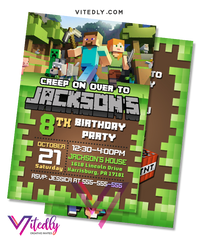 Minecraft Invitation, Minecraft Birthday Invitation, Minecraft Invitations 