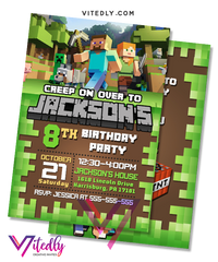 Minecraft Invitation, Minecraft Birthday Invitation, Minecraft Invitations