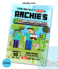 Minecraft Birthday Invitation, Minecraft Invite, Minecraft Birthday Party