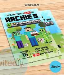Minecraft Birthday Invitation, Minecraft Invite, Minecraft Birthday Party