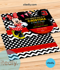Minnie Mouse Birthday Invitation with Free Than You Card