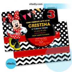 Minnie Mouse Birthday Invitation with Free Than You Card
