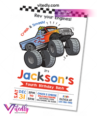 Monster Truck Invitation, Monster Truck Birthday Invitation