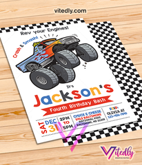 Monster Truck Invitation, Monster Truck Birthday Invitation