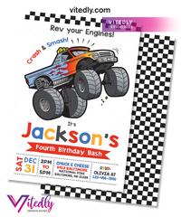 Monster Truck Invitation, Monster Truck Birthday Invitation