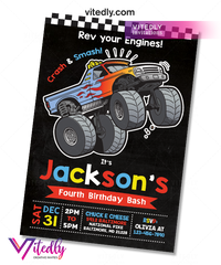 Monster Truck Invitation, Monster Truck Birthday Invitation