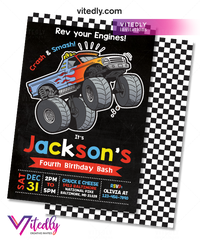 Monster Truck Invitation, Monster Truck Birthday Invitation