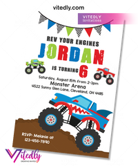 Monster Truck Invitation, Monster Truck Birthday Invitations