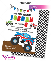 Monster Truck Invitation, Monster Truck Birthday Invitations