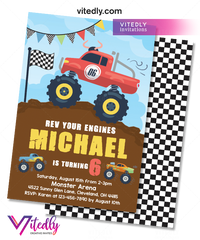 Monster Truck Invitation, Monster Truck Birthday Invitation
