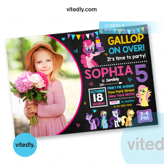 My Little Pony Invitation, My Little Pony Birthday Invitation, MLP Birthday, Pinkie Pie Birthday