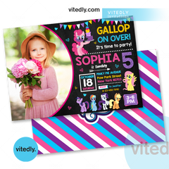 My Little Pony Invitation, My Little Pony Birthday Invitation, MLP Birthday, Pinkie Pie Birthday