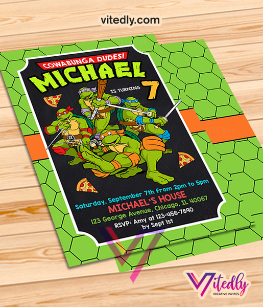 Ninja Turtle Invitation, Ninja Turtles Party, TMNT Invitation, Teenage  Mutant Ninja Turtle Invitations, TMNT Birthday Invitation 