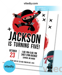Ninja Invitation, Ninja Birthday Invitation