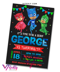 PJ Mask Birthday Invitation