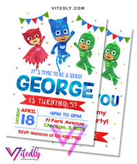 PJ Mask Birthday Invitation