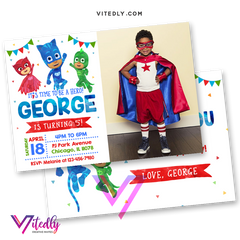 PJ Mask Birthday Invitation