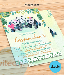 Panda Birthday Invitation, Panda Bear Invitation, Panda Birthday Party Invite Boy or Girl