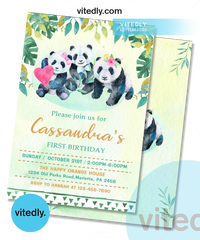 Panda Birthday Invitation, Panda Bear Invitation, Panda Birthday Party Invite Boy or Girl